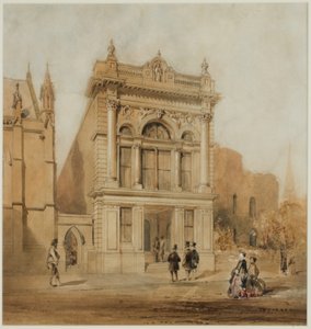 Suunnittelu Mechanics Institutelle, Newcastle upon Tyne, 1863 (muste ja wc paperilla kortilla)